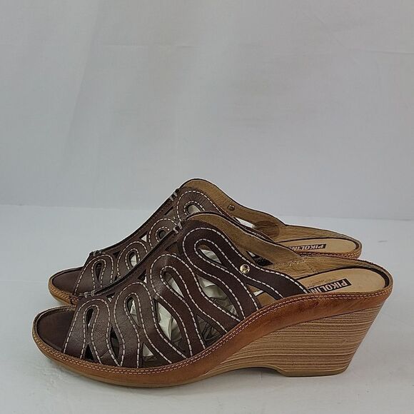 Pikolinos Capri CutOut Leather Comfort Wedge Women's Mule - Picture 6 of 14